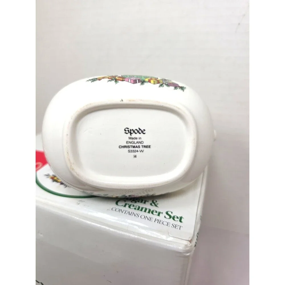 NIB Vintage Spode Christmas Tree Sugar & Creamer Set Made in England